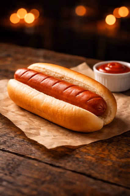 Classic hot dog with ketchup