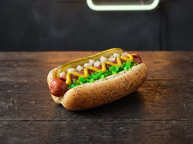 The Snap Classic — all-beef natural casing dog with all the fixings